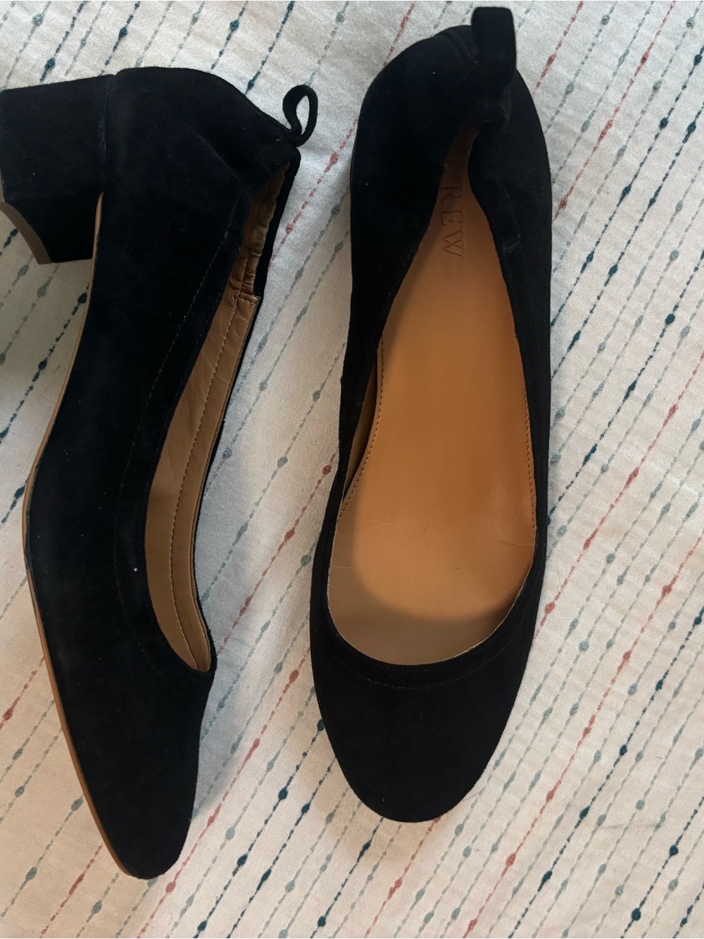 J. Crew Factory Black Suede Low Block Heel Pumps - like new